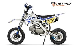 NITRO MOTORS 125ccm Dirtbike DRIZZEL UX URX 14/12 Zoll Kick Start Offroad Blau Produktbild