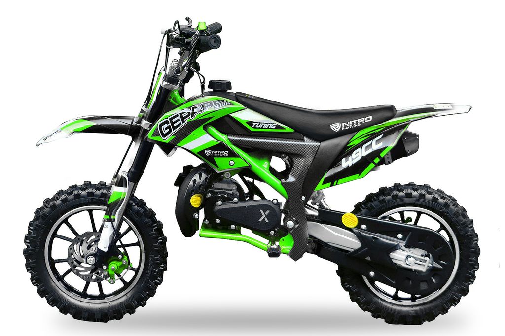 Nitro 49ccm Dirtbike Gepard Deluxe Tuning Easy Starter Pocketbike Minicross Grün Produktbild